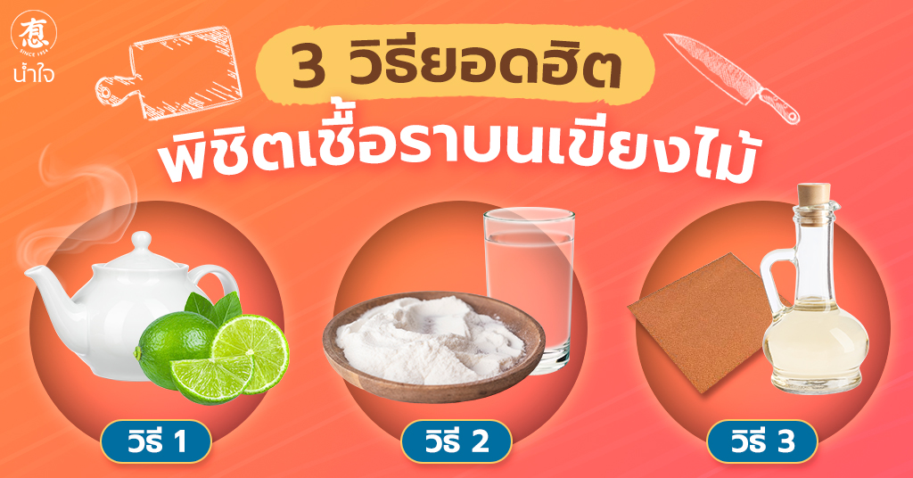 3 วิธียอดฮิต พิชิตเชื้อราบนเขียงไม้